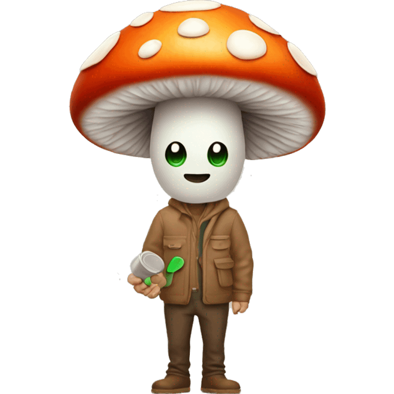 Mushroom man with pills in hands emoji