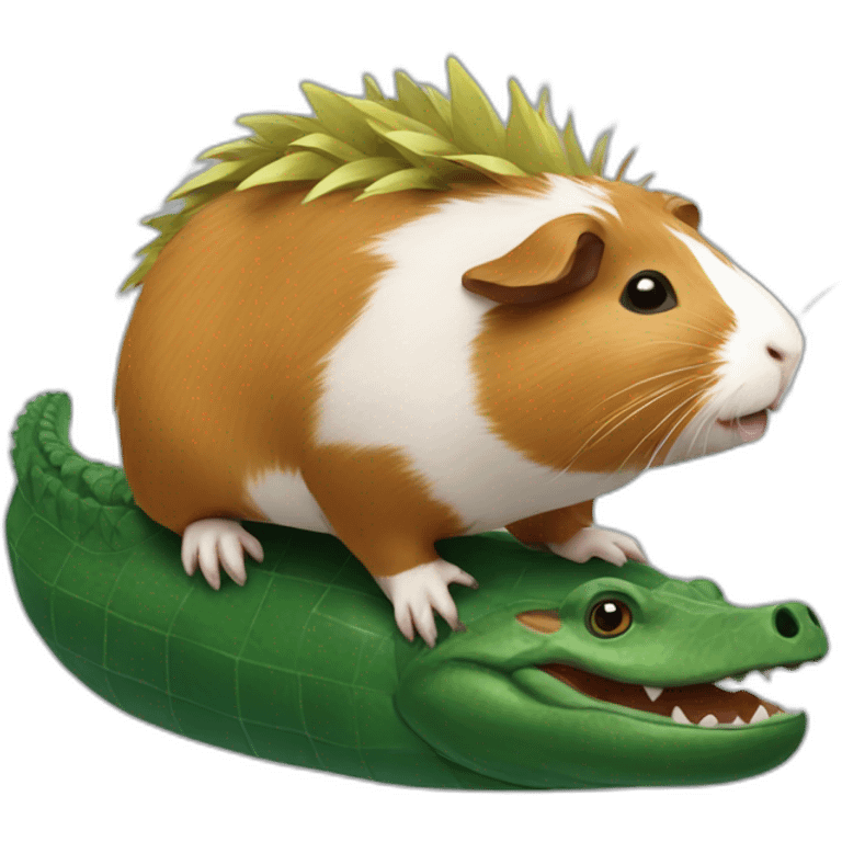 Guinea pig riding on top of a crocodile emoji