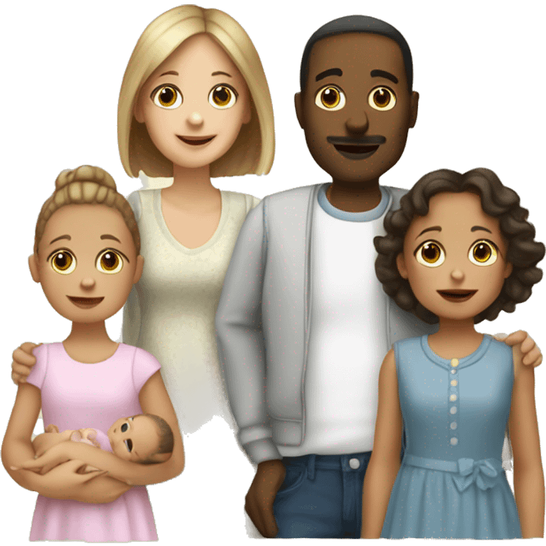 a french family with 2 parents and 2 babies girls twins emoji