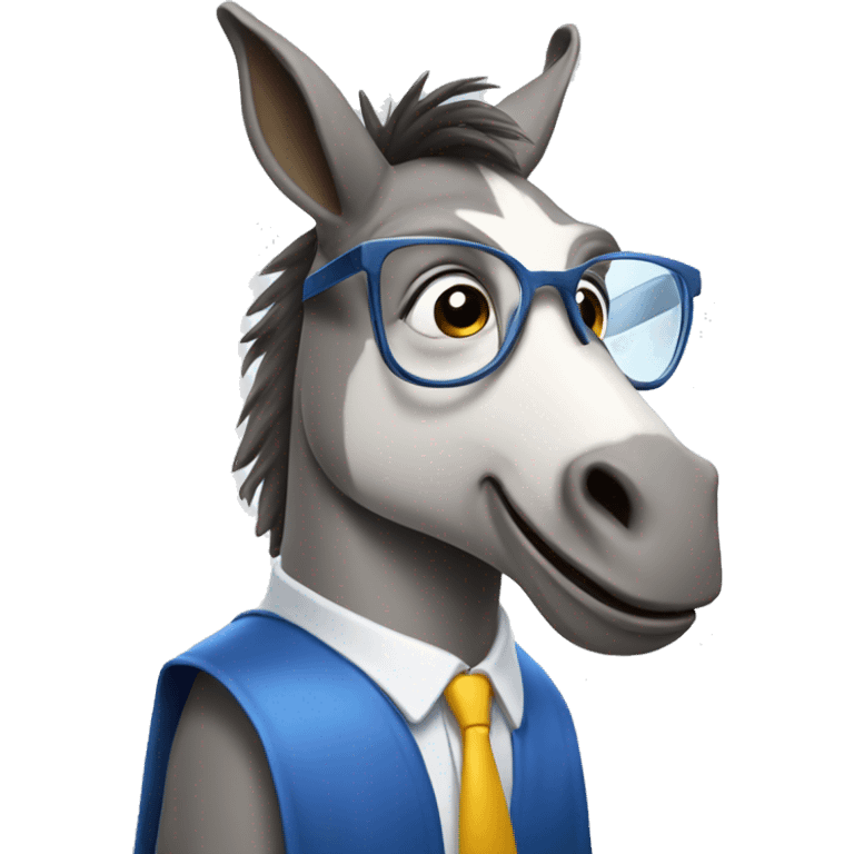 academic donkey with glasses and diploma, high iq, big rain emoji