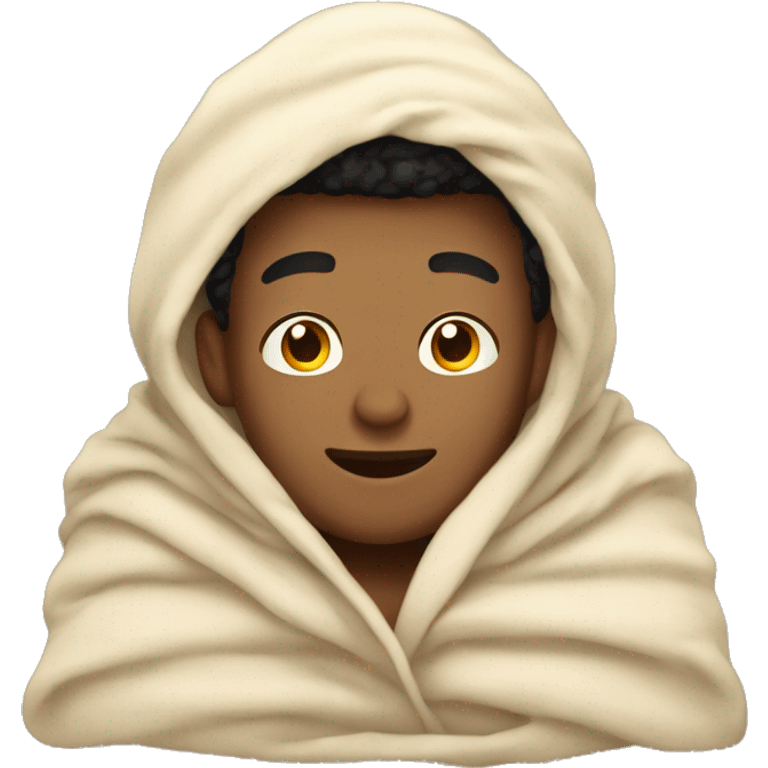 Light skin guy in a cozy blanket emoji