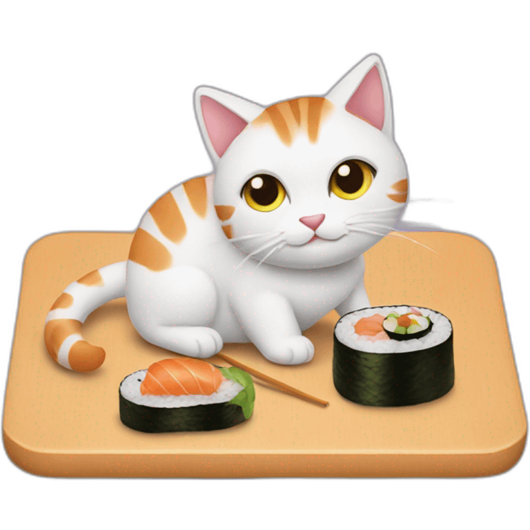 cat with sushi emoji