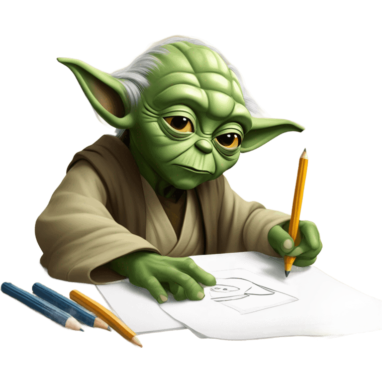 Master Yoda draws a picture of Master Yoda emoji