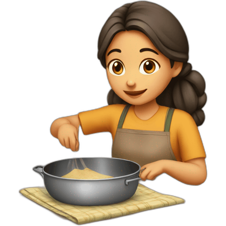 girl cooking chapathi emoji