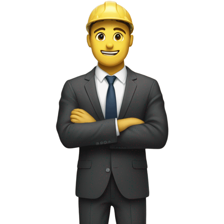 A guy in a suit receiving money from a construction worker on the ground emoji