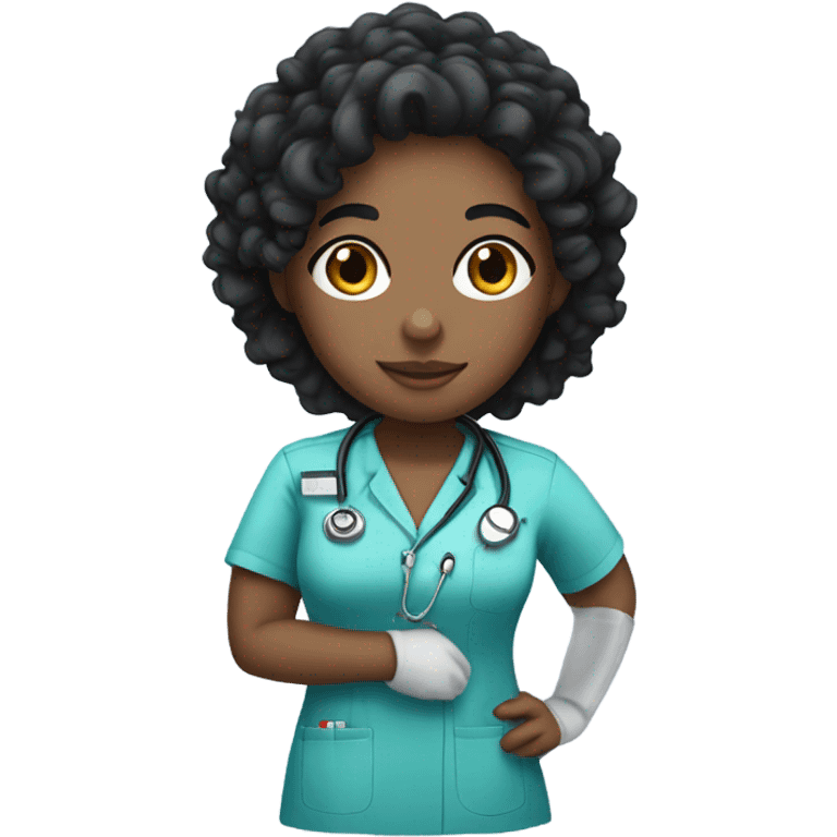 White nurse with black curly hair emoji