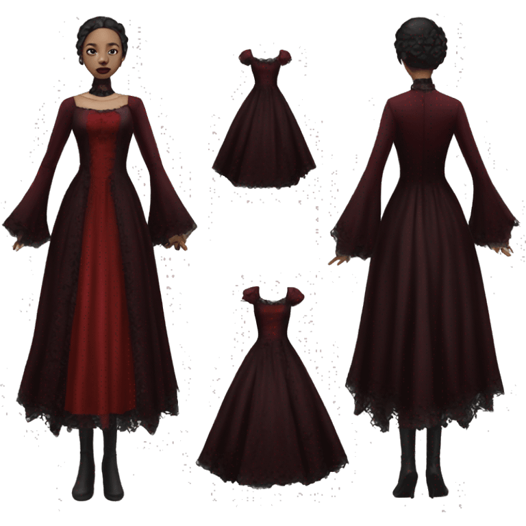 Isolated deep red gothic dress emoji