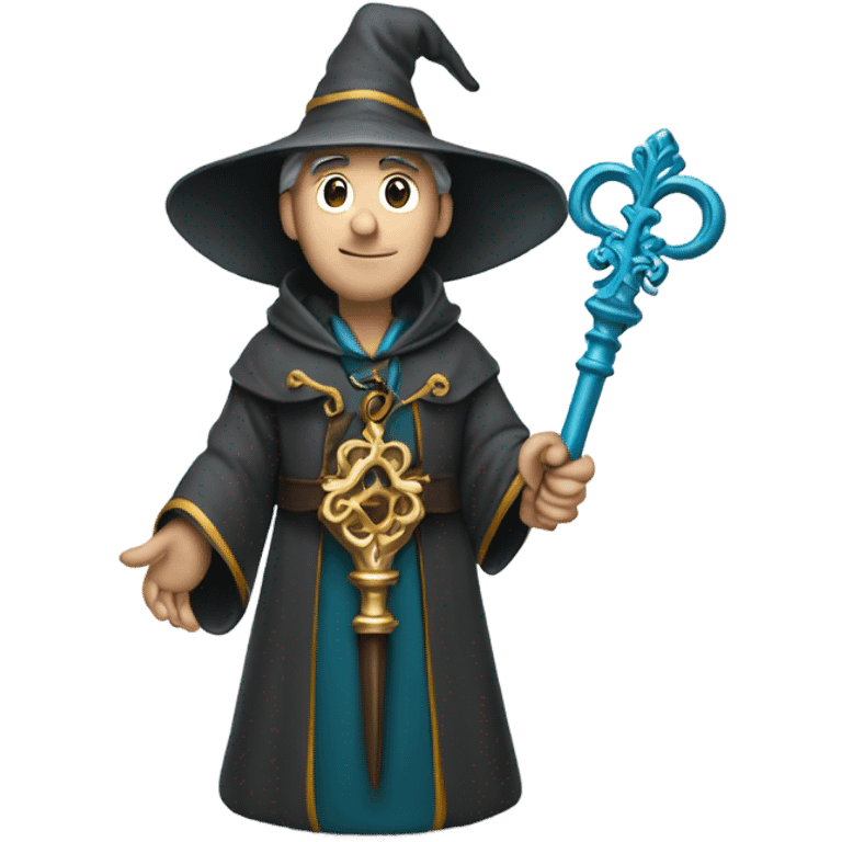 male wizard have holding big key emoji