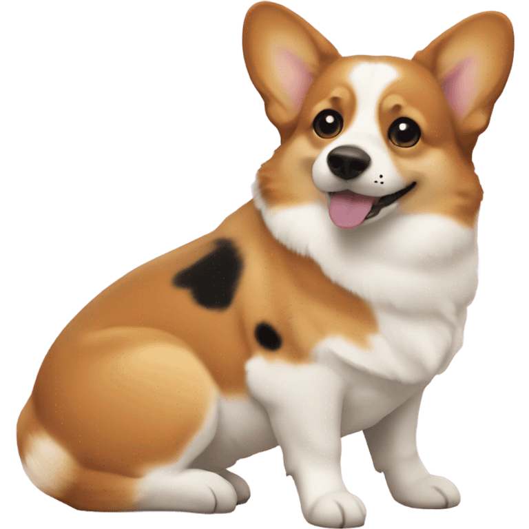 Corgi with little black spots on the eats emoji