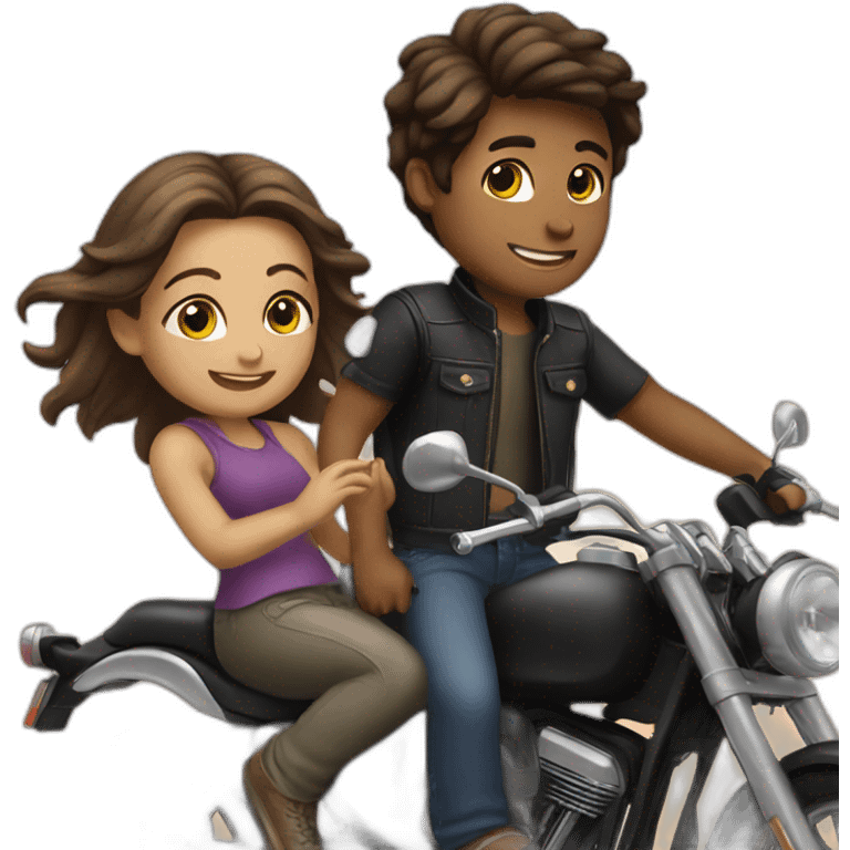 Boy and girl Going in motorcycle emoji