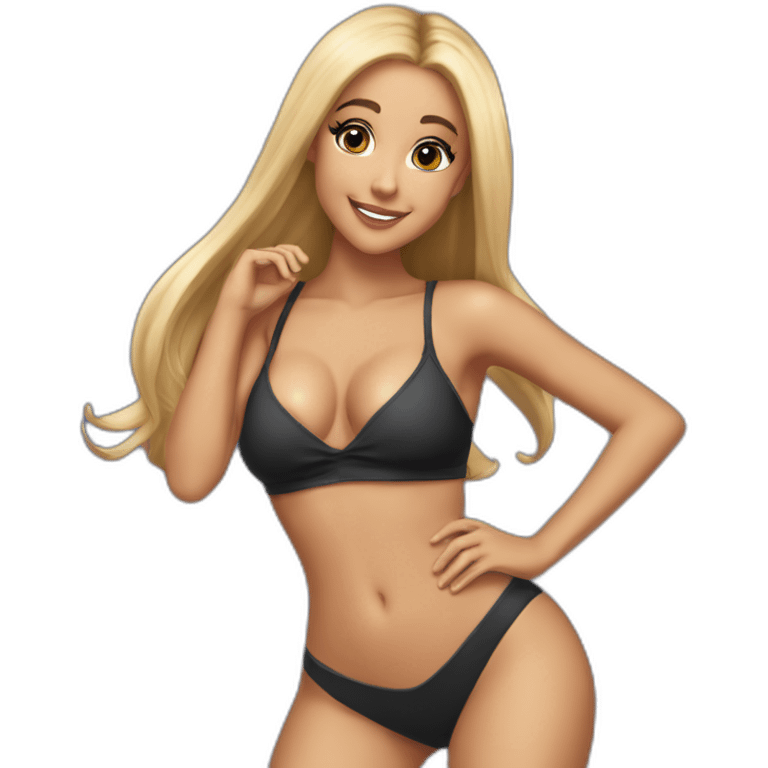 Ariana Grande, blonde debout maillot de bain, emoji