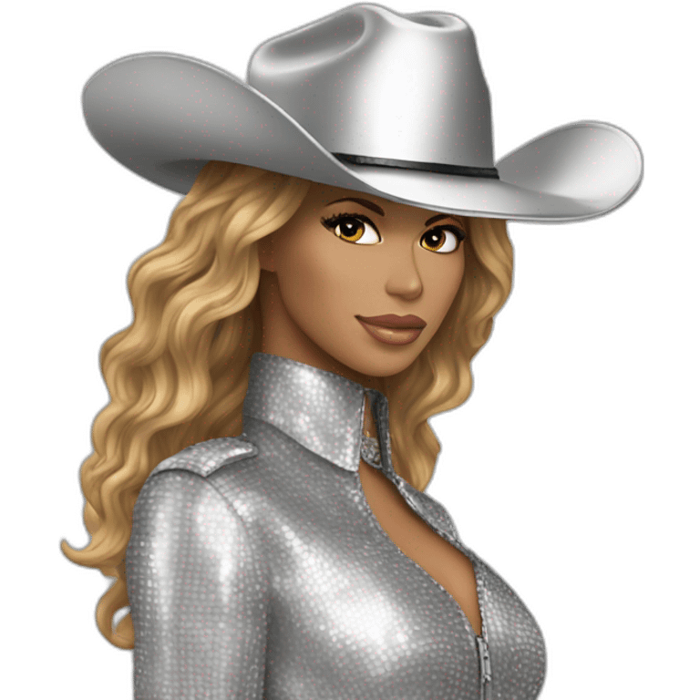 Beyoncé wear in silver cowboy on discoball horse emoji