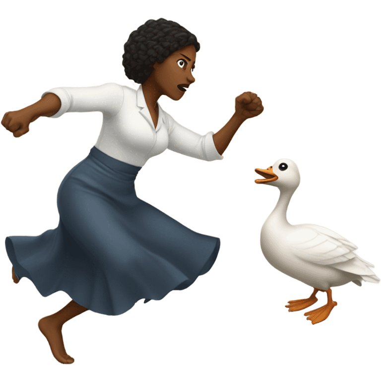 Black woman punching a goose emoji