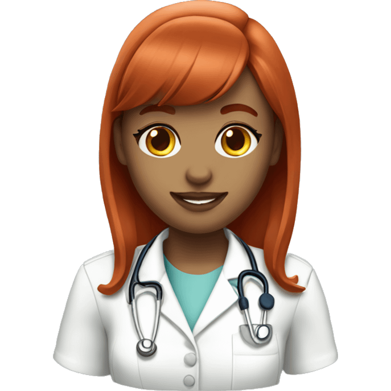 Redhead nurse with nose piercing and bangs emoji