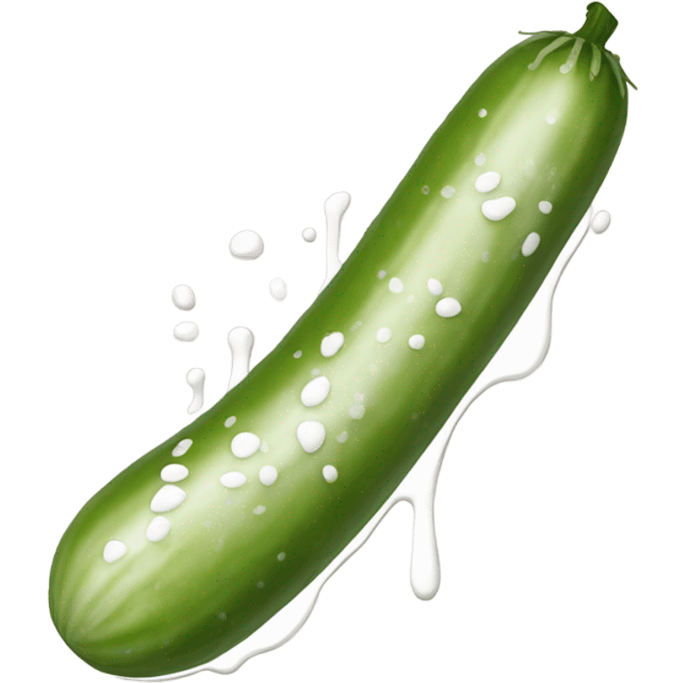 Brown skinny long cucumber with white paint dripping emoji