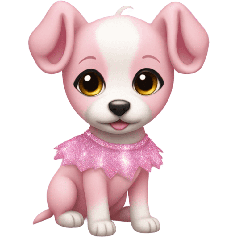 Pink ombre puppy with a ballet outfit and glitter  emoji