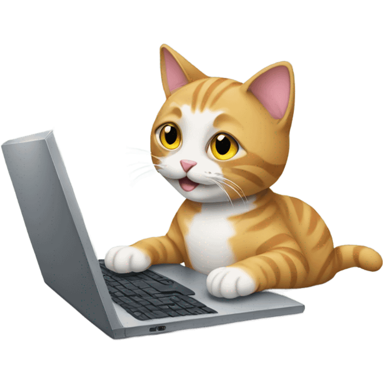 Cat typing on a laptop emoji