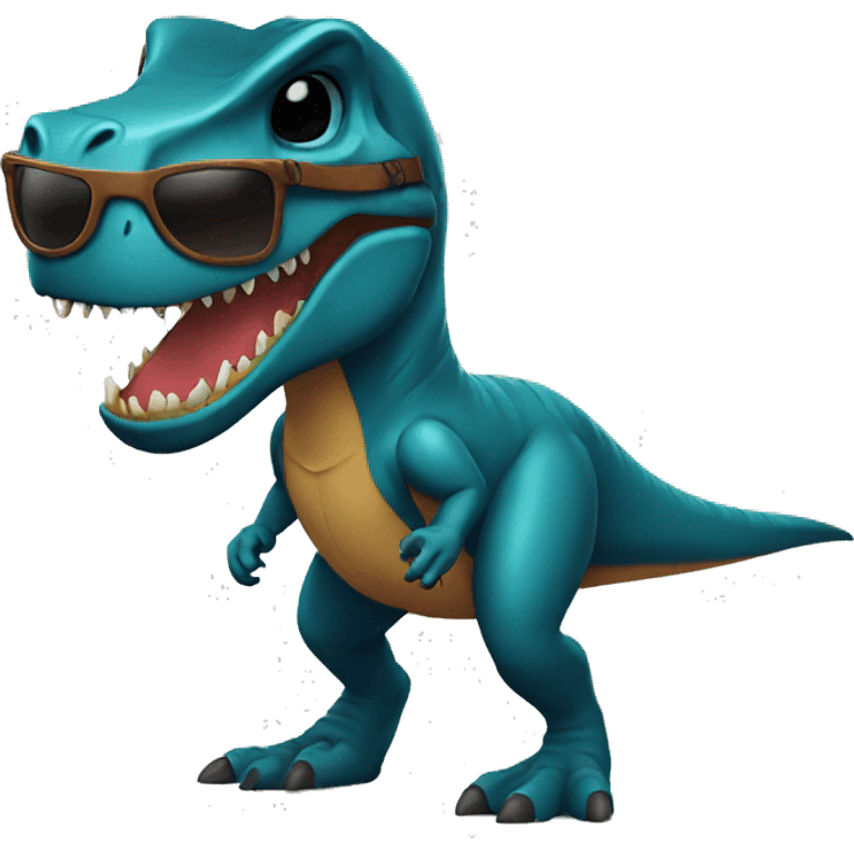 A trex with leather jacket and sunglasses  emoji