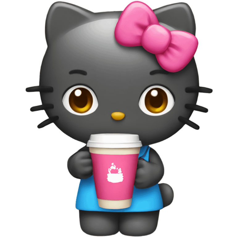 hello kitty drinking a coffee emoji