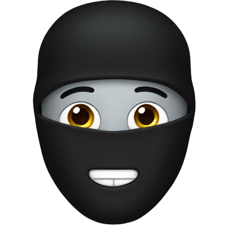 kanye with a black balaclava in black mask and silver grillz on teeth emoji