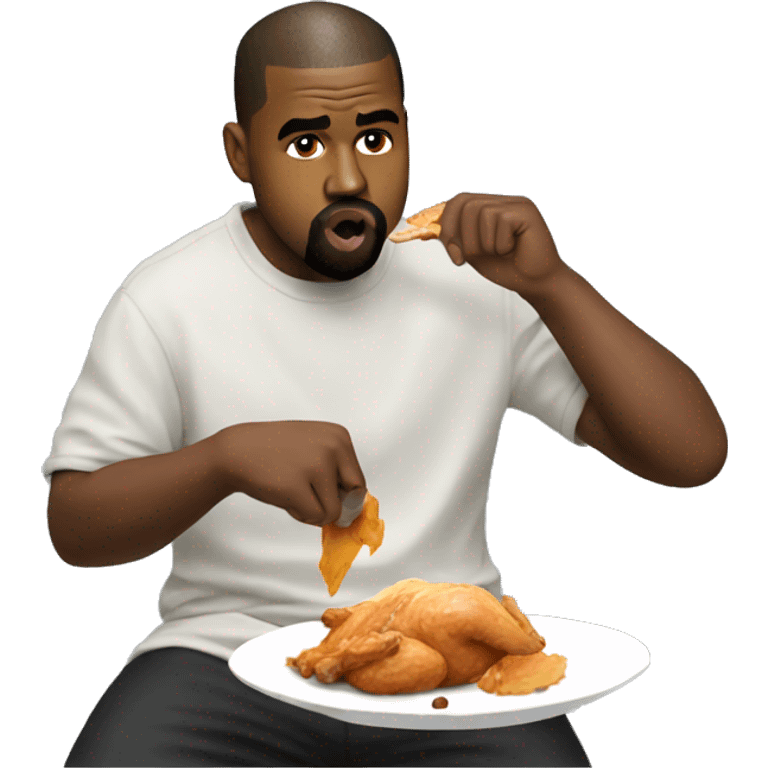 kanye eating chicken with tongue out emoji