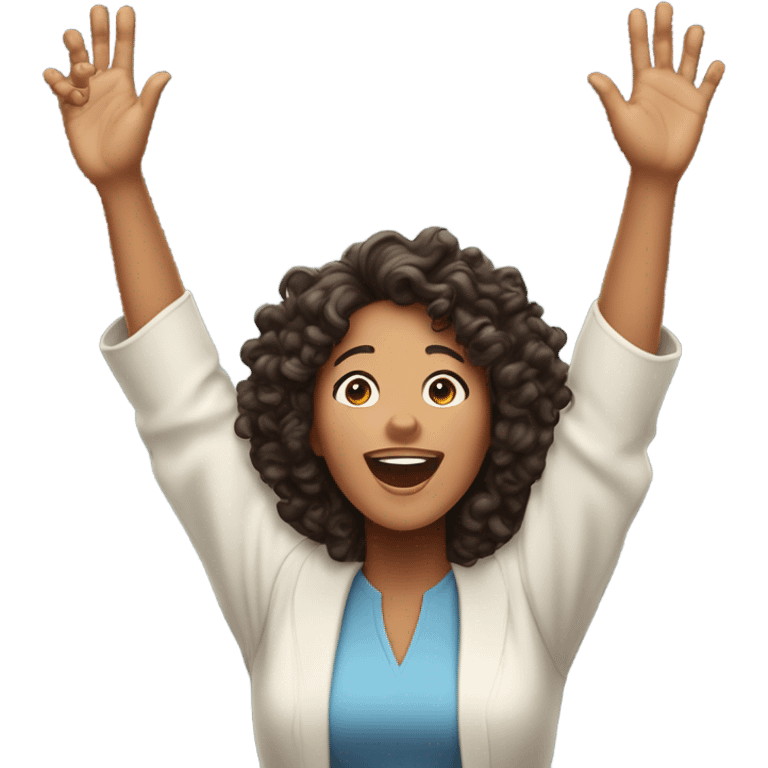 Curly-haired biracial woman preacher, praising the lord in the sky  emoji