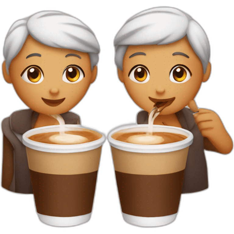 Tia y sobrina tomando café  emoji