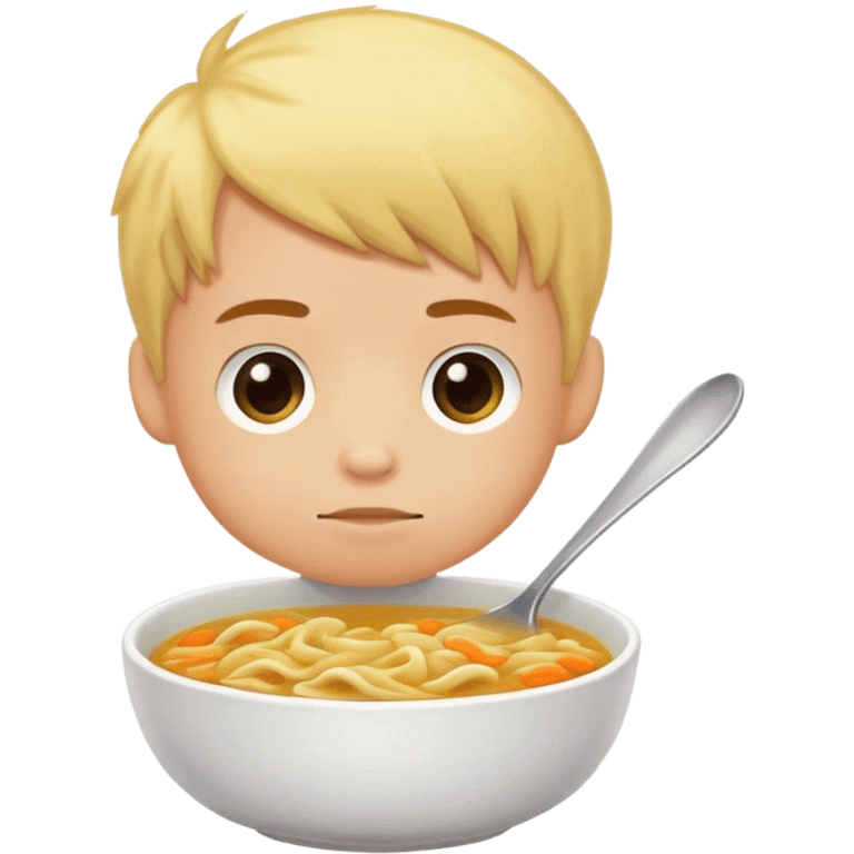 Boy in chicken noodle soup emoji