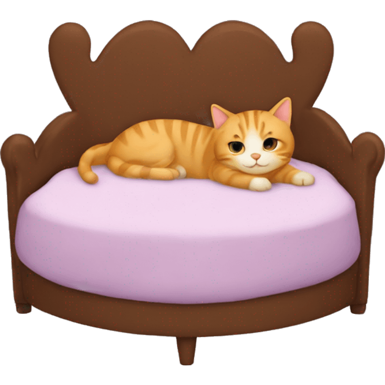 Heart shaped bed with a cat on it  emoji