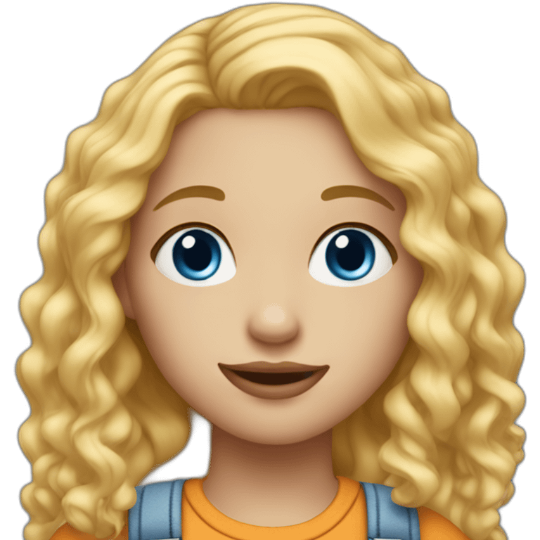 girl with long blonde wavy,blue eyes,a nose ring and dungarees emoji