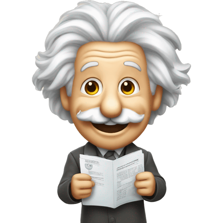 happy albert einstein holds statistics page in his hand emoji