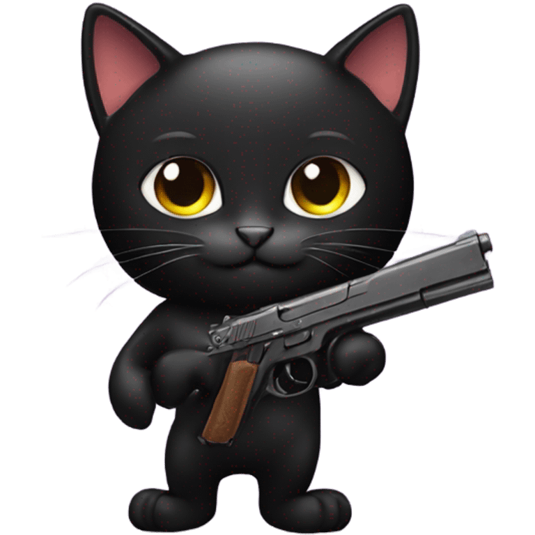 Black cat with pistol  emoji