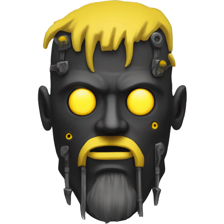 black metal cyborg head with yellow beard emoji