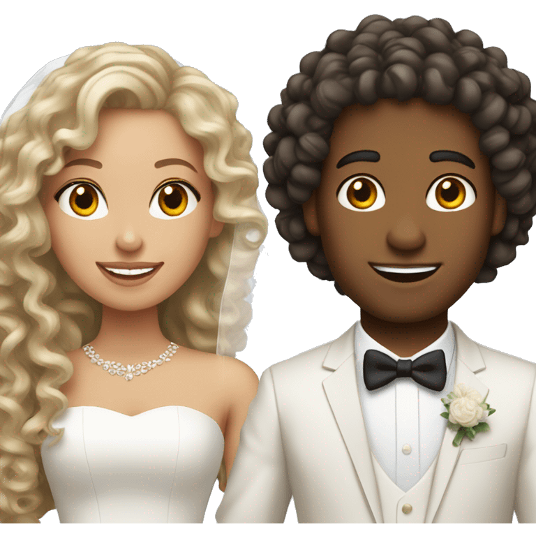 a wedding the man light skin with medium curly hair and the women light skin with long curly hair emoji