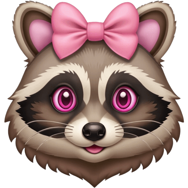 Heart eyes raccoon with pink bow on head  emoji