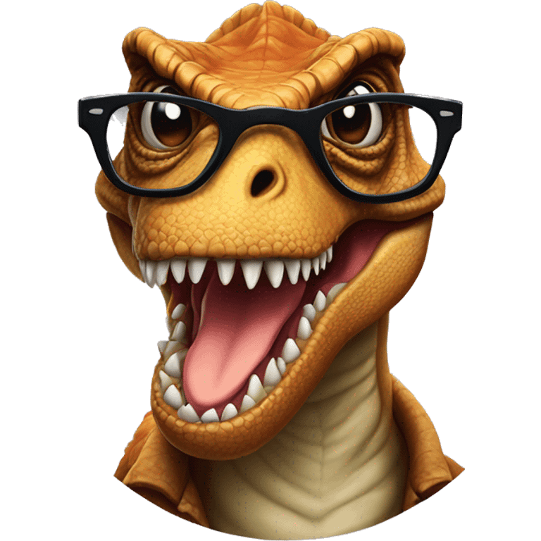 Tyrannosaurus rex wearing glasses, Las Vegas emoji