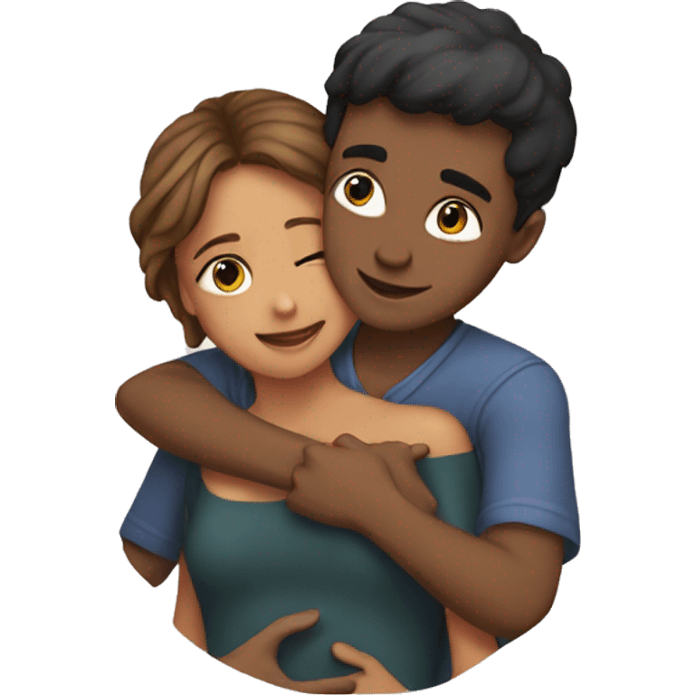 Girl hugging boy on chest  emoji