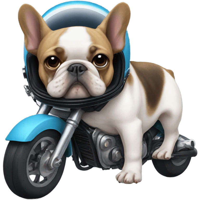 French bulldog with a motorcycle helmet emoji