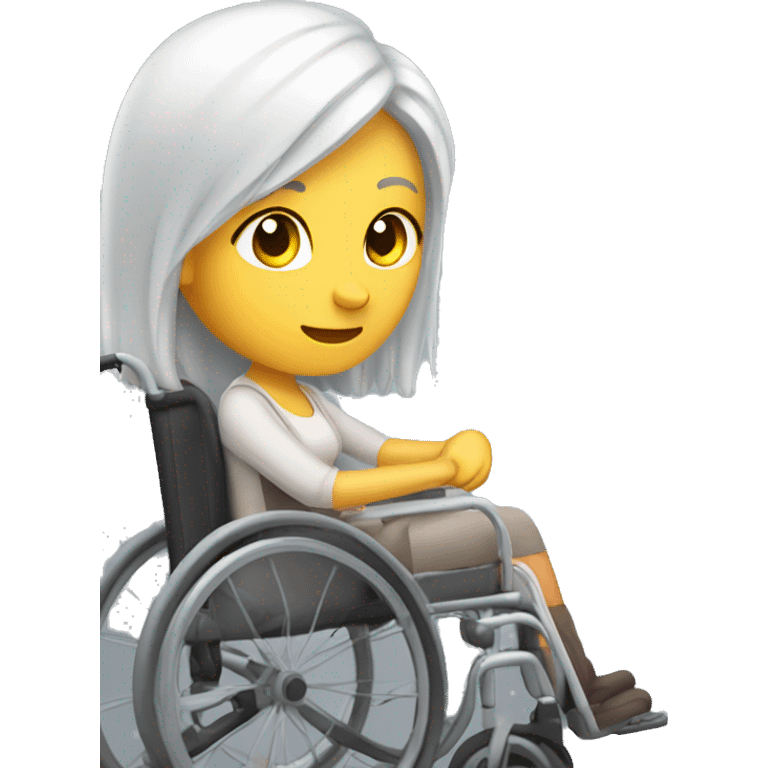 Wheelchair woman white with pretty Long grey hair woman  emoji