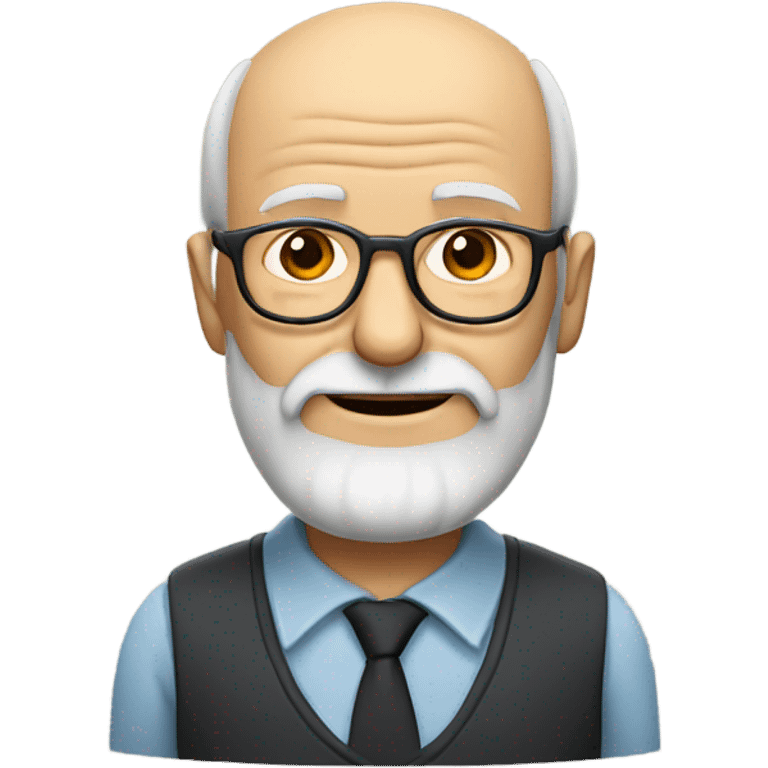 Balding old man thin hair on top, with beard and glasses emoji