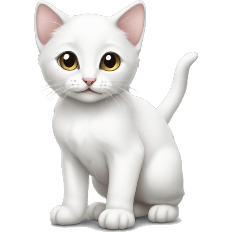 A white kitten with a gray tail emoji