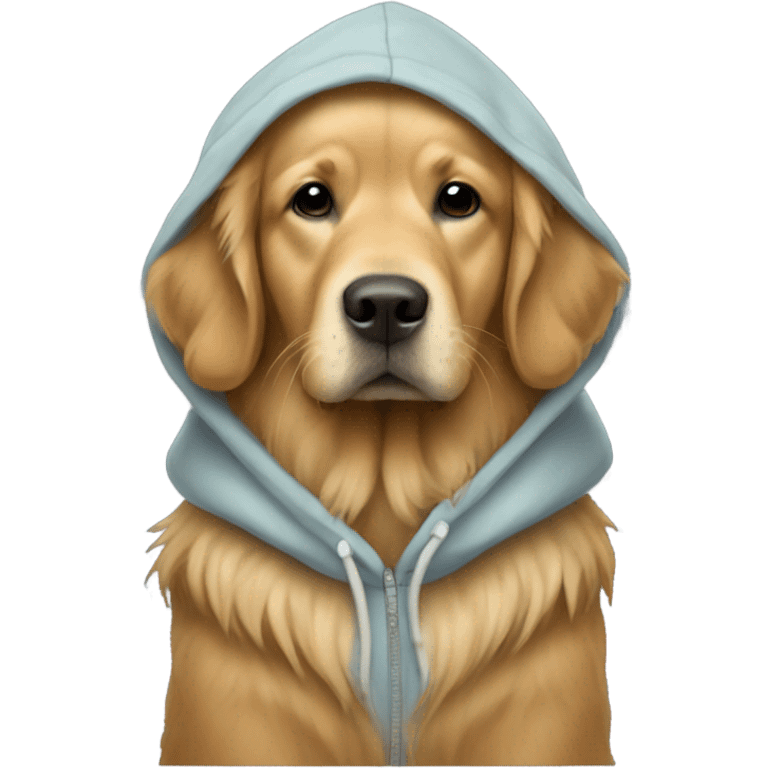 A golden retriever with a walrus hoodie  emoji