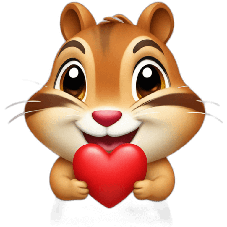 Colorful chipmunk gapoy smiling goving away a red heart emoji