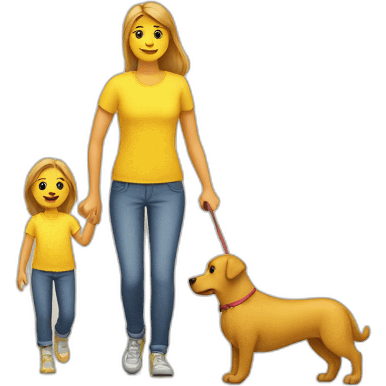 mom dad and dog family yellow emoji