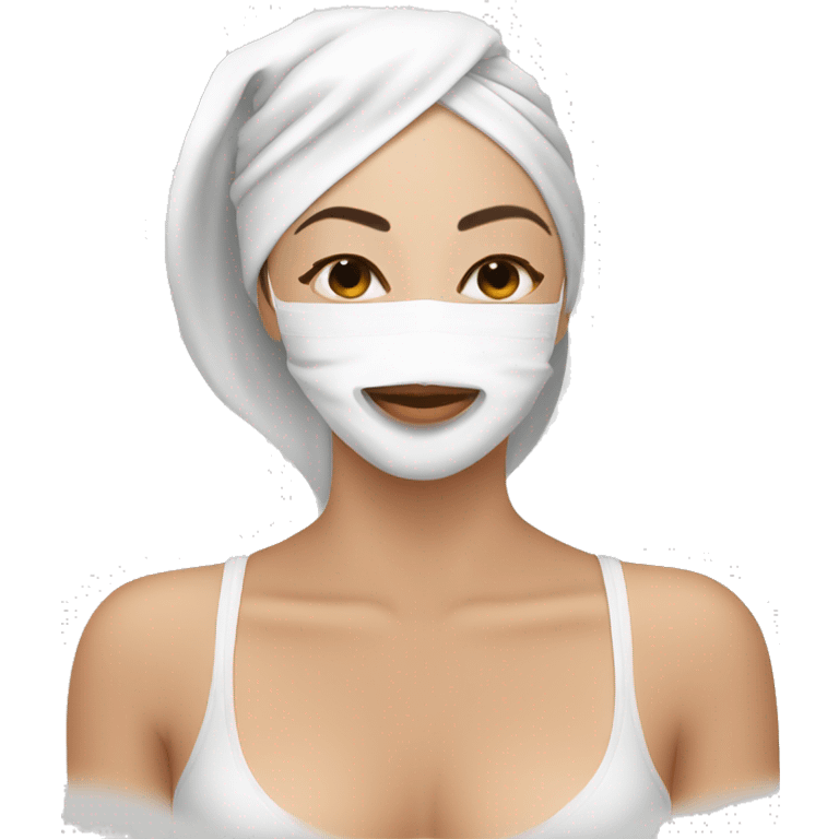 Lady with face mask spa beauty full face relaxing emoji