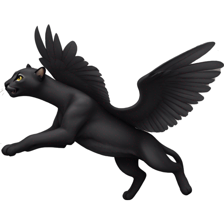 winged black puma flying emoji