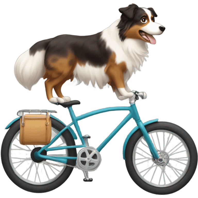 Australian shepherd on a bike emoji