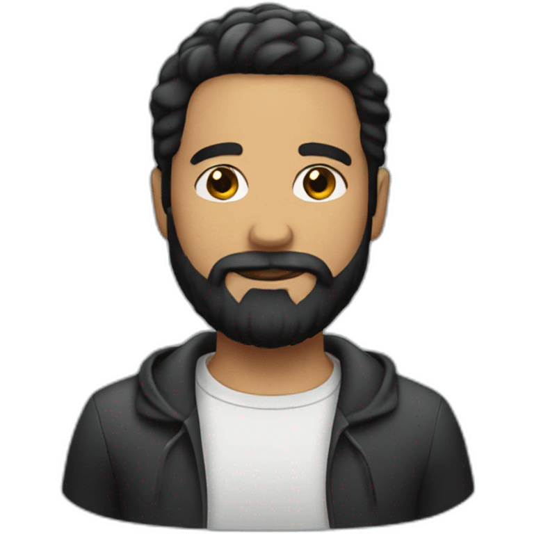 Black hair-Beard-round emoji