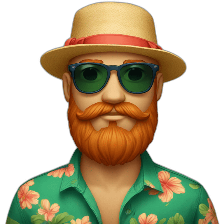 bright-red-beard-wearing-a-floral-shirt-and-wearing-green-sunglasses-and-a-bucket-hat hugging emoji