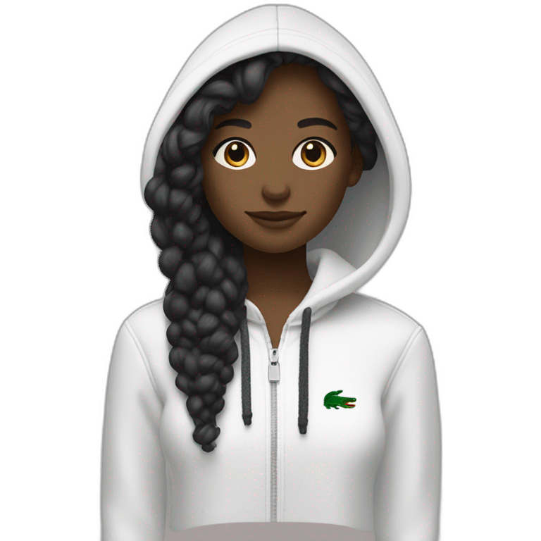 Lacoste tênis black girl with white lacoste hoodie emoji